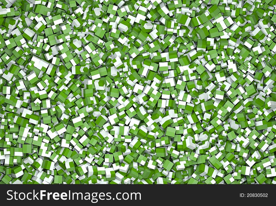 Cubes In Green And White