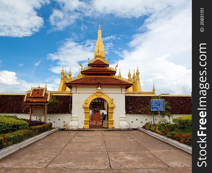 Golden pagada in Wat Pha-That Luang, Vientiane, Laos