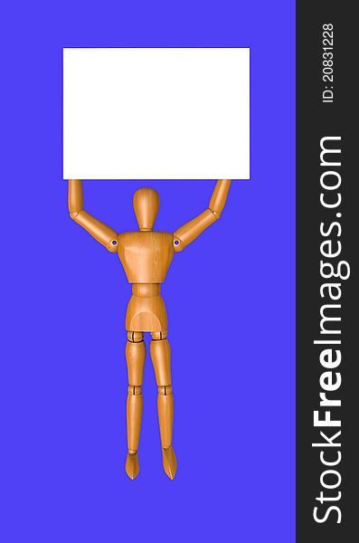 Human Figure And Empty Board Over Its Head.