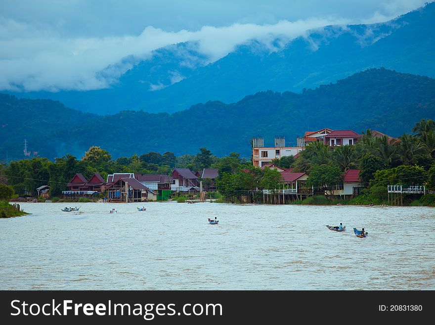 View of Vang Vieng, Laos