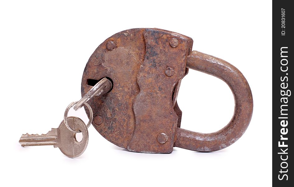 Color photo of a padlock with chain. Color photo of a padlock with chain