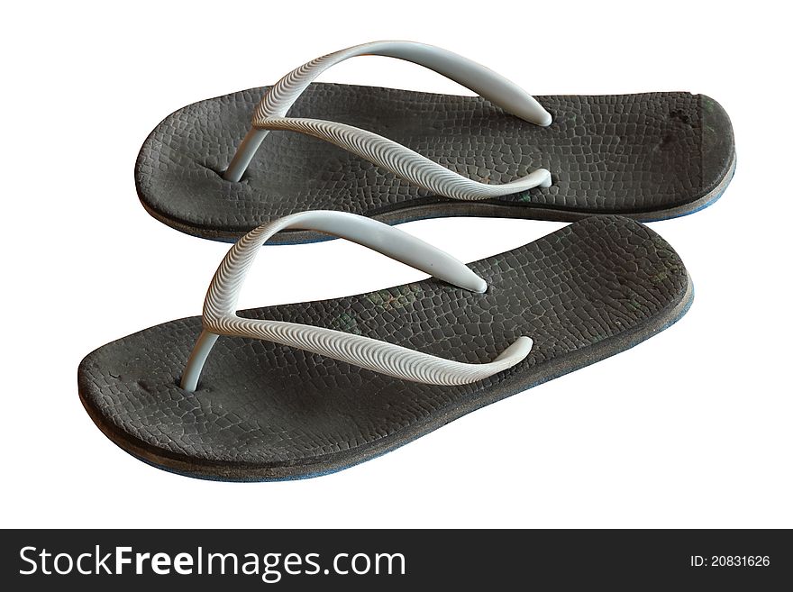 Old sandals isolated on a white background. Old sandals isolated on a white background