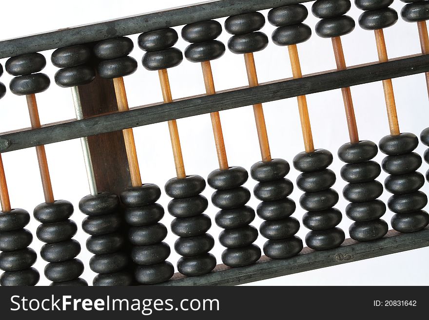 Antique Chinese Abacus on the white background