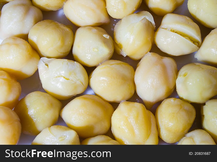 Closeup of group of chickpea