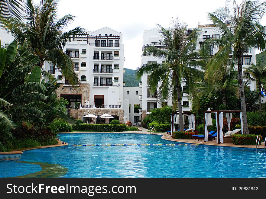 Beautiful swimming pool at an Asian resort