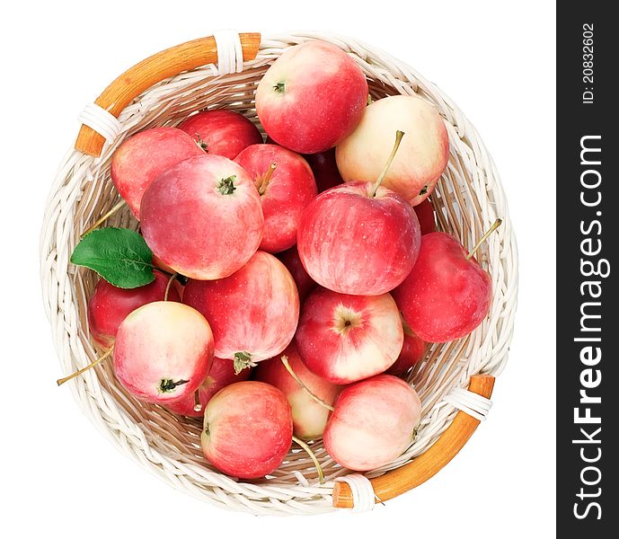 Red mini apples in basket