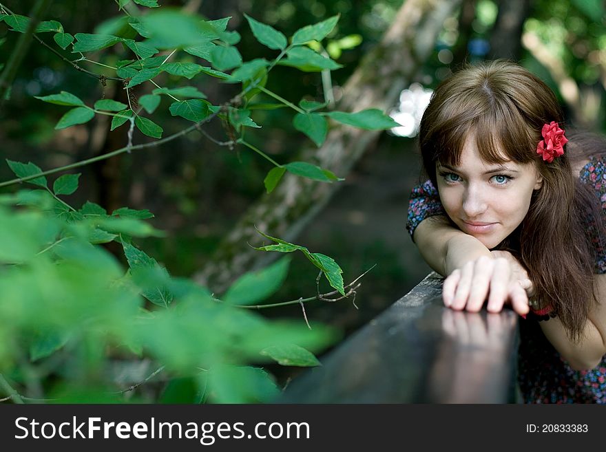 Girl walking outdoor in park. Girl walking outdoor in park