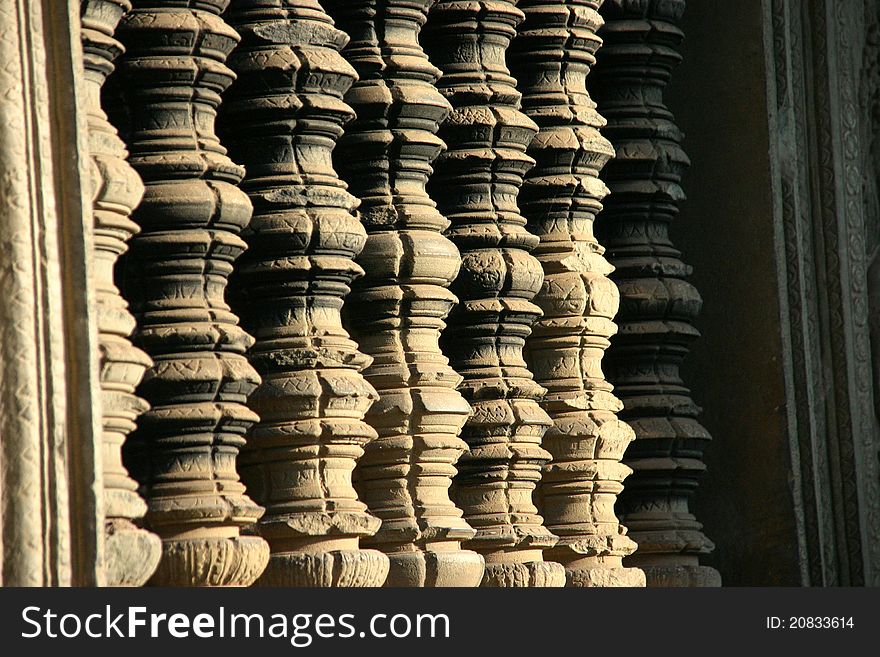 Stone columns in Ankgor Wat