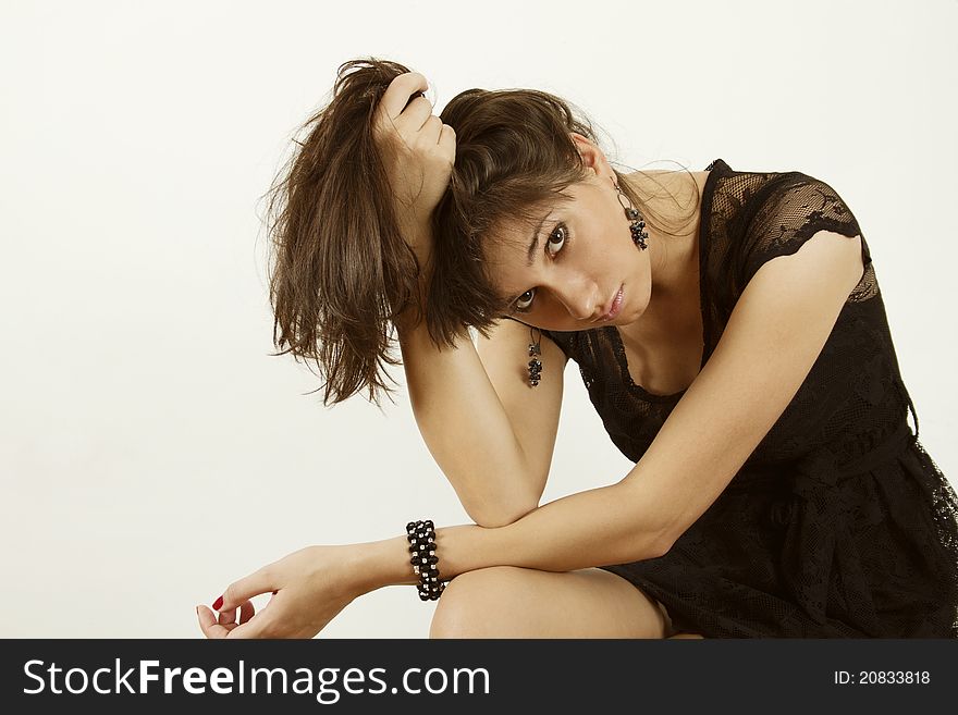 Close-up portrait of attractive young woman. smiles. Close-up portrait of attractive young woman. smiles