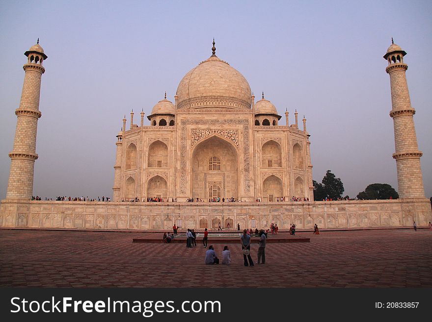 The iconic Taj Mahal was built by Mugal emperor Shah Jahan as a mausoleum for his wife Mumtaz. This view is taken from the west side. The iconic Taj Mahal was built by Mugal emperor Shah Jahan as a mausoleum for his wife Mumtaz. This view is taken from the west side.