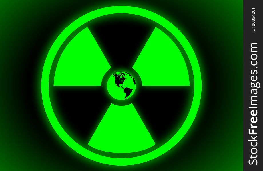 Radioactive symbol with Earth inside