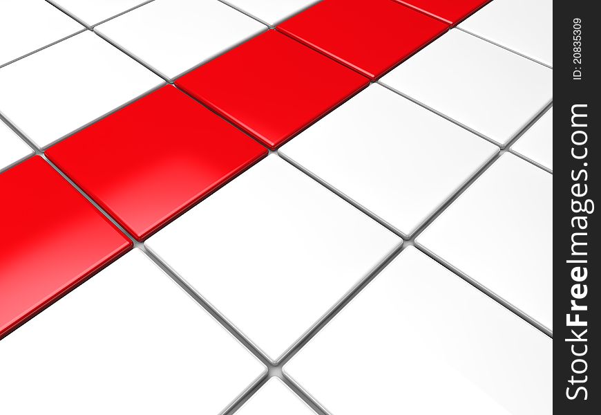 3d red white cube background