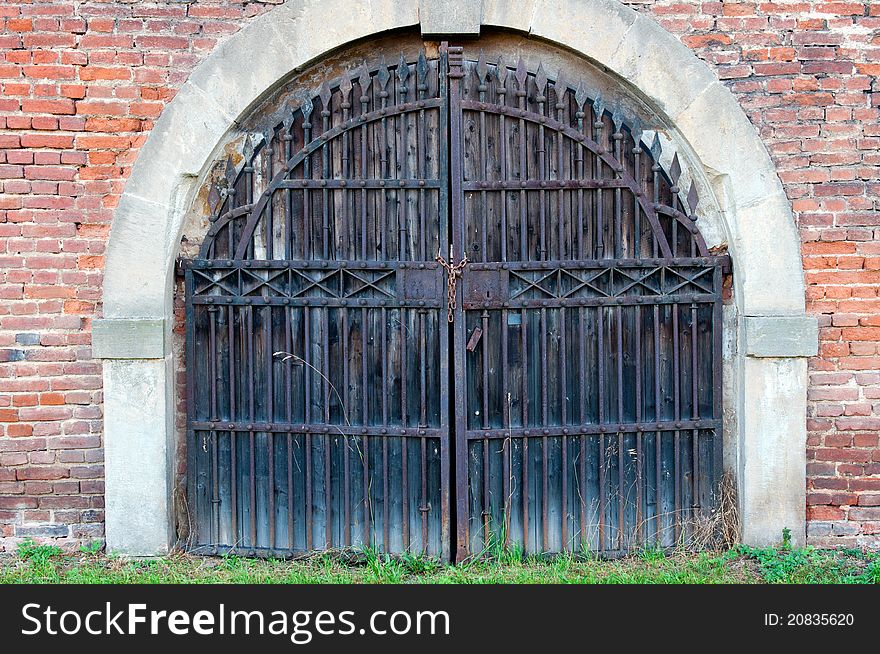 View of old door, 18th century military style.