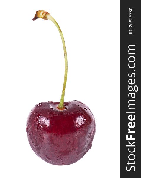 Close up view of cherry isolated over white background