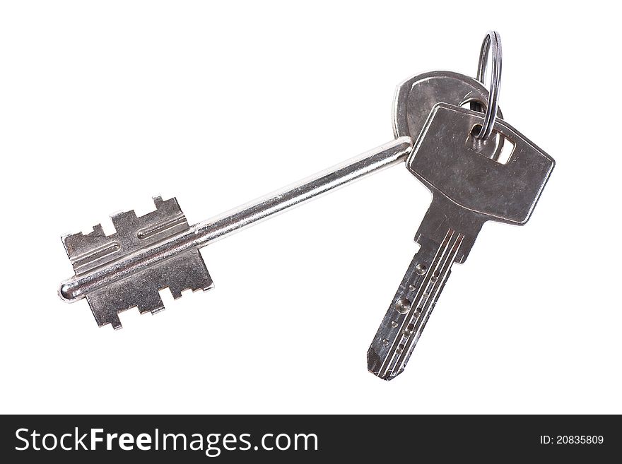 A pair of keys isolated on white background