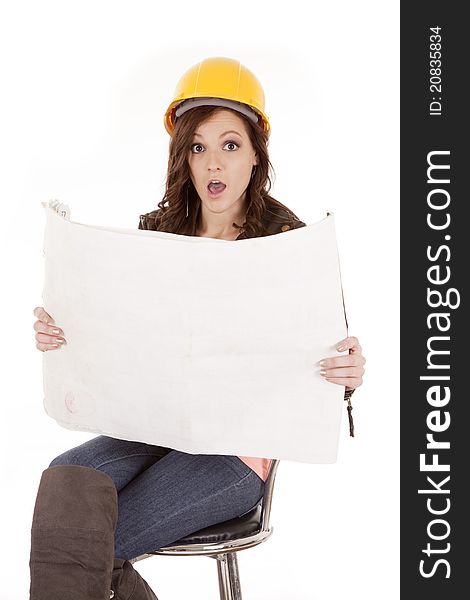 Woman construction plans