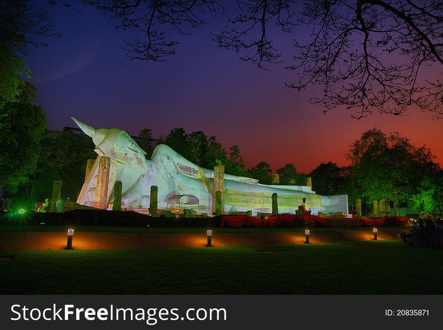 White ancient reclining buddha statue in Thailand. White ancient reclining buddha statue in Thailand