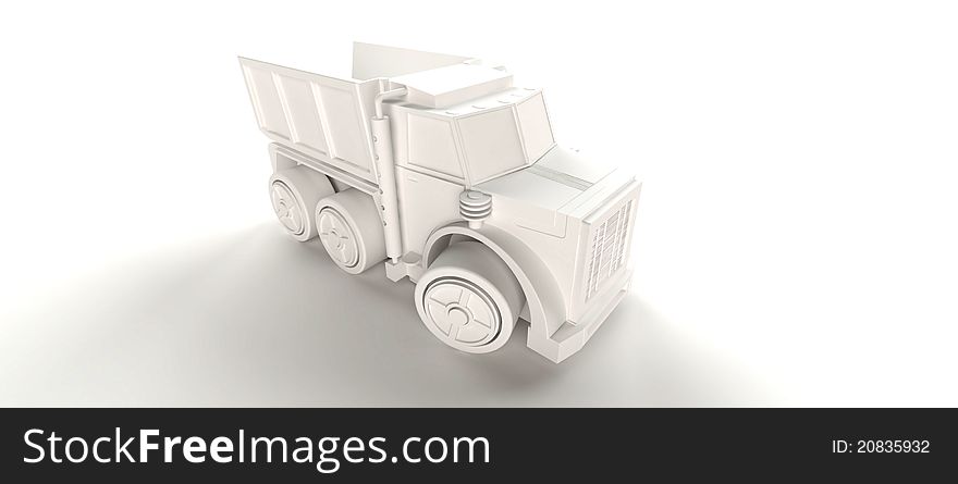 Computer generated white lorry on white background