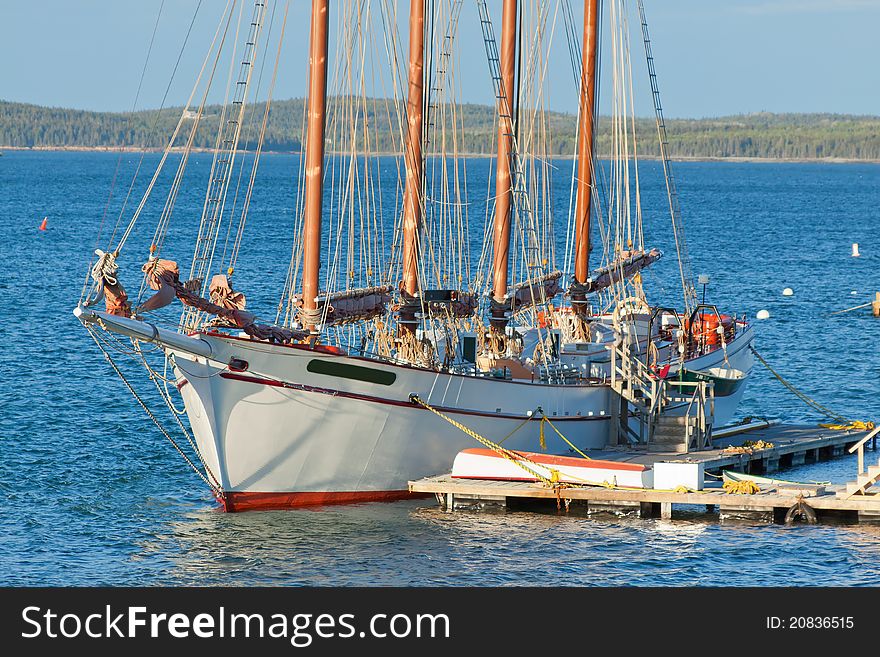 Antique Sailboat Moored At The Pier.