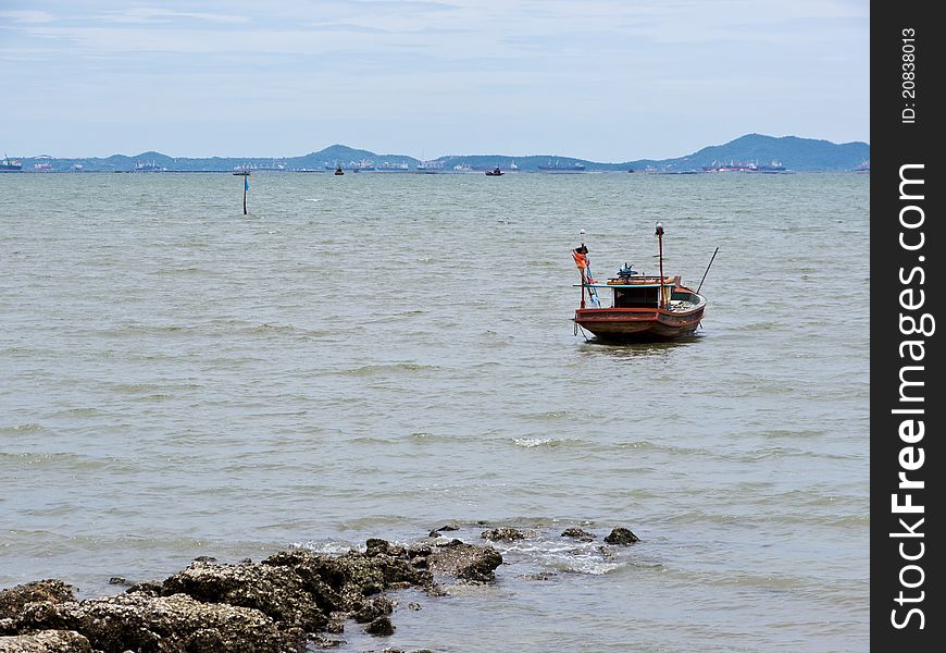 Fishing boat rest on the sea in Thailand. Fishing boat rest on the sea in Thailand