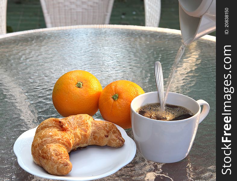 Morning coffee with orange à¹croissants