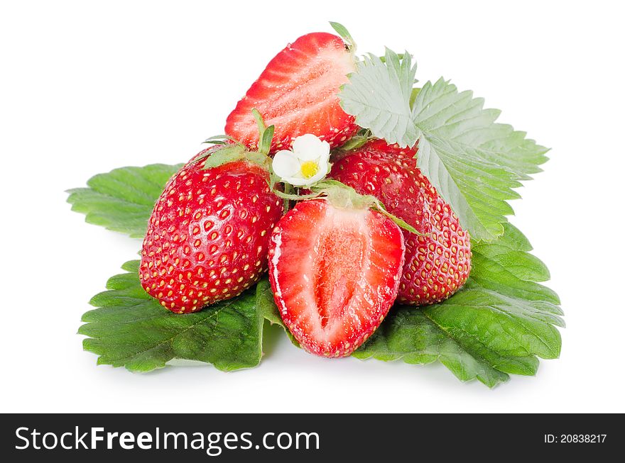 The fresh strawberry isolated on white background