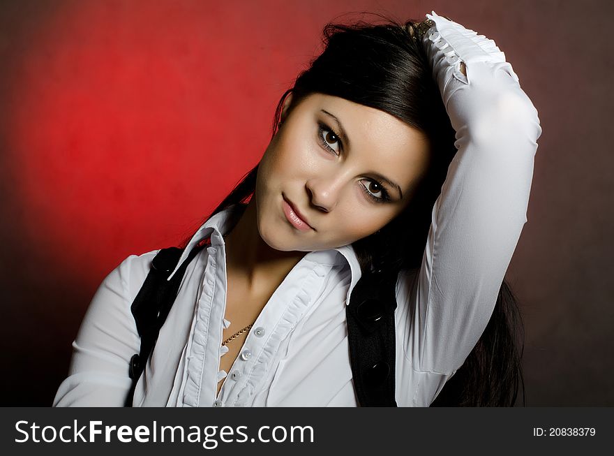 Portrait of the young beautiful girl close-up