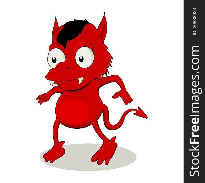 Vector illustration of a little red devil