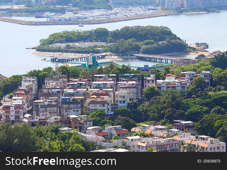 Outlying Island In Hong Kong With Many Houses