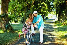 Couple Flirting In A Park Stock Photos Couple Flirting In A Park Stock Photos