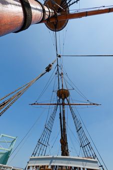 View Of Mast And Rigging On The Tall Sail Ship. Royalty Free Stock Photo View Of Mast And Rigging On The Tall Sail Ship. Royalty Free Stock Photo