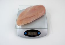 Boneless, Skinless Chicken Breast On Weight Scale Stock Photography Boneless, Skinless Chicken Breast On Weight Scale Stock Photography