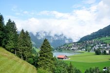 Swiss Landscape At The Foot Of Alps Royalty Free Stock Image Swiss Landscape At The Foot Of Alps Royalty Free Stock Image