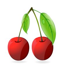 Shiny Two Cherry Red Color Isolated Stock Photography Shiny Two Cherry Red Color Isolated Stock Photography