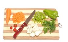 Vegetables And Kitchen-knife On Cutting Board Stock Images Vegetables And Kitchen-knife On Cutting Board Stock Images