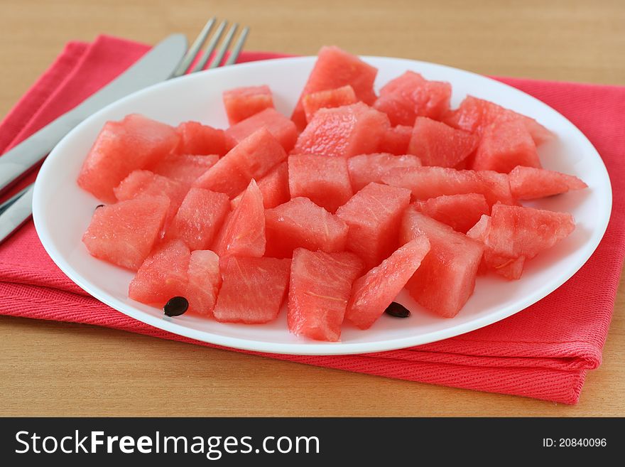 Cut watermelon on a plate