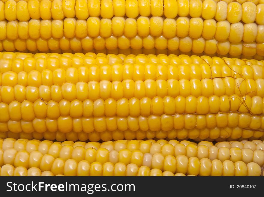 Close up of ripe golden corn