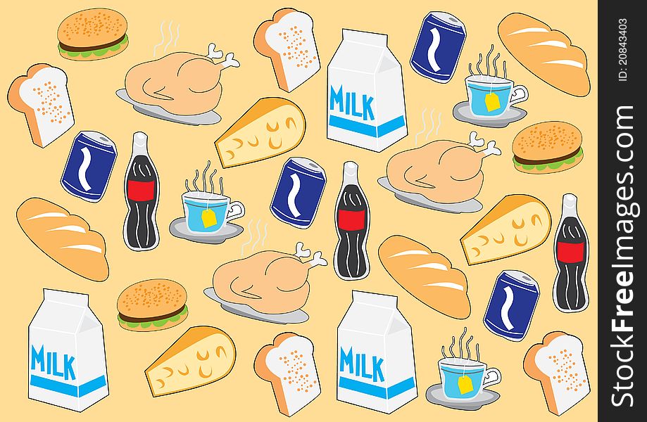 Background consisting of food in the vector. Background consisting of food in the vector