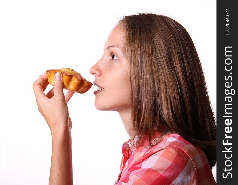 Woman With Appetizing Cake