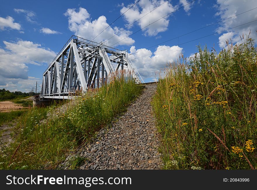 The railway bridge through the river