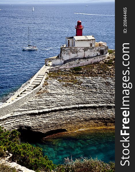 The old lighthouse at bonificio's harbor. The old lighthouse at bonificio's harbor