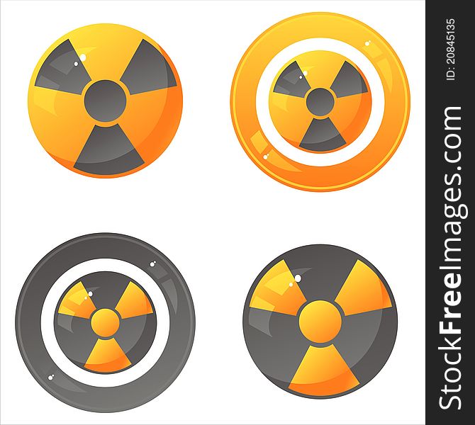 Set of 4 glossy nuclear signs
