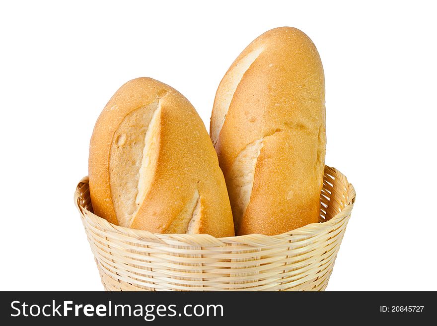 Two  Baguettes In Basket