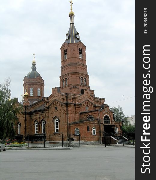 Church in the summer in cloudy weather