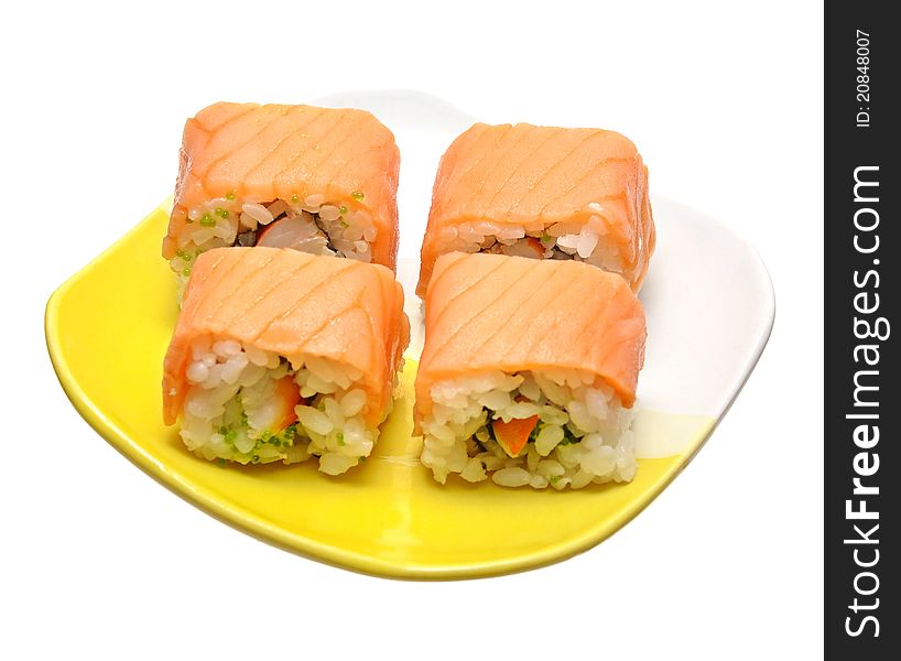 Japanese sushi rolls on plate