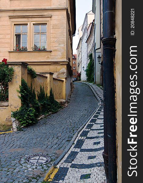 Czech, Prague, small stone streets. Czech, Prague, small stone streets
