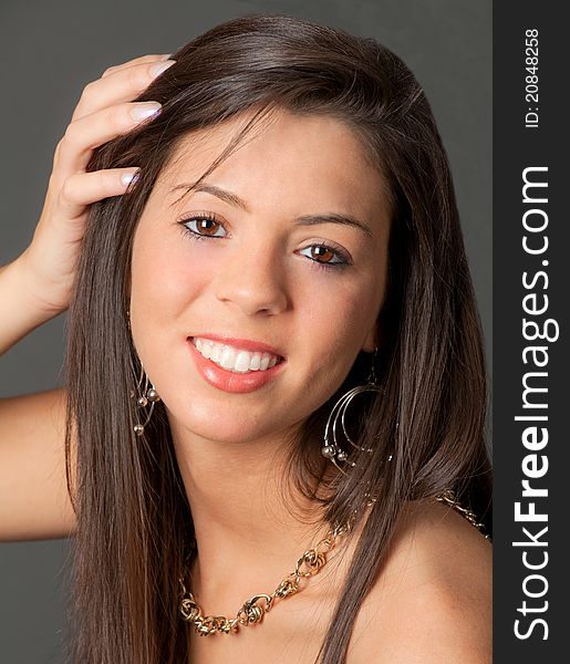 A close-up portrait of a pretty young woman. A close-up portrait of a pretty young woman