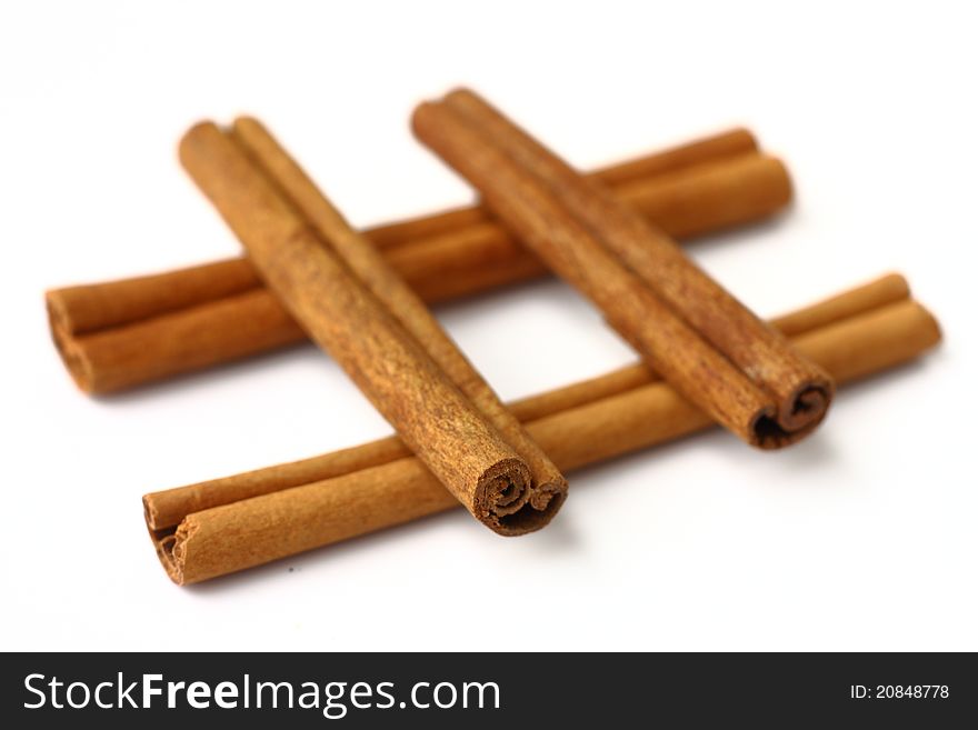 Cinnamon Sticks On White