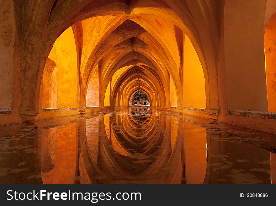 Los BaÃ±os de DoÃ±a MarÃ­a de Padilla (Baths of Lady MarÃ­a de Padilla) in the Alcazar of Seville.These baths are rainwater tanks and are located beneath the Patio del Crucero.