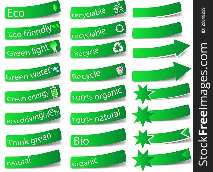 Set of eco tags with different text